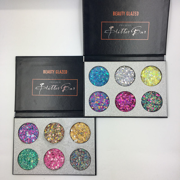 Promotion!New brand Beauty Glazed Eye Shadow Pallete 6 Colors Glitter Bar Diamond Unicorn Eyeshadow Palette Shimmer makeup palette DHL Free