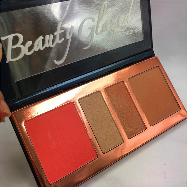 Promotion!makeup Beauty Glazed In Love With The Pallete 4 color Pressed Powder Palette Blush&Highlighter Contour ePacket Free shipping+GIF