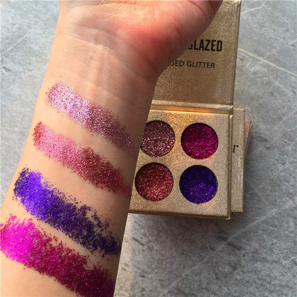 Promotion!New brand Beauty Glazed Glitter Eyeshadow Palette Long Lasting Waterproof 4 Color Shimmer makeup palette ePacket Free shipping