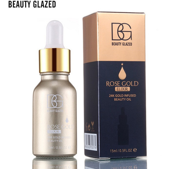 Promotion!New brand BEAUTY GLAZED Brand 24k Rose Gold Elixir Skin Makeup Oil For Face Essential Oil Before Primer Moisturizing Face +ePacket