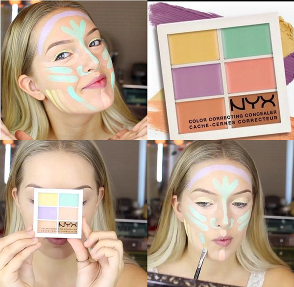 Promotion! NEW makeup NYX 6 Colors Professional Face Contour Concealer Palette foundation DHL free Shipping+gif