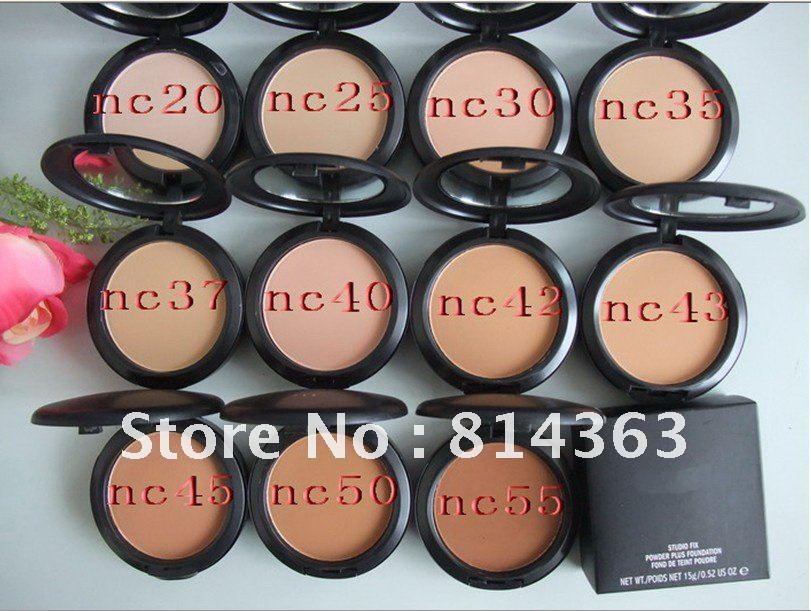 FREE SHIPPING (12pcs/lot) Hot brand face makeup studio fix powder plus foundation 15g mix colors.