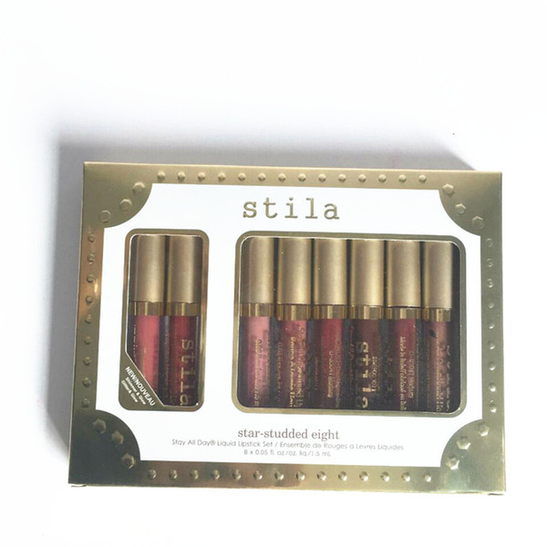 HOT Makeup Stila Star-Studded Eight 8 Color Matte liquid Lipstick Set Lip Gloss 8*1.5ML Free Shipping