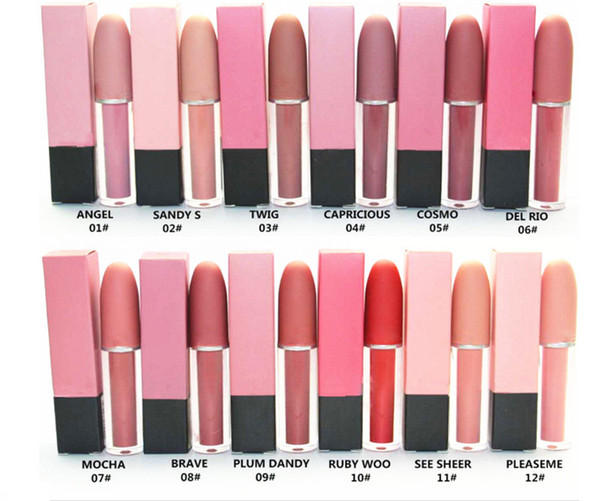 HOT Makeup Matte Lipstick Lips Lip Gloss LIQUID LIPSTICK MATTE 12 Color Waterproof Lipsticks 1.45g Free Shipping