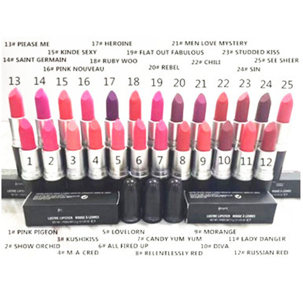 HOT Makeup 25 Colors Matte Lipsticks Lip Gloss 3g With High Quality Free Shipping