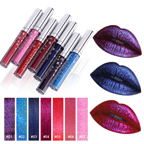 New Handaiyan Glitter Shimmer 7 Colors Available Lip Gloss Lipstick Cosmetic Makeup Gloss Set High Quality Elegant Free Shipping DHL