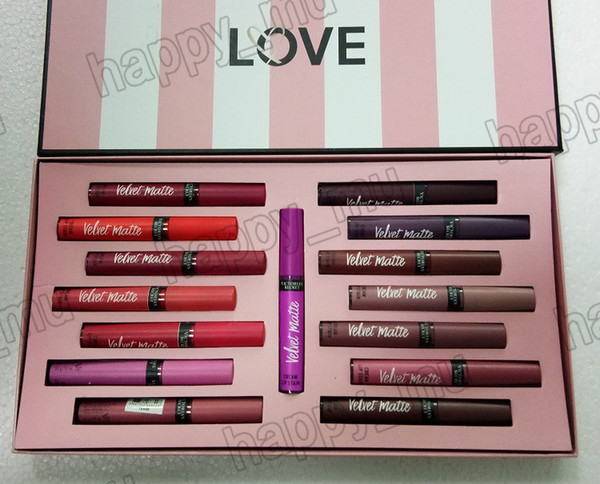 Secret Liquid Lipstick set Velvet Matte Secret lipgloss 15pcs/set box lip gloss with Gift Paper Bag