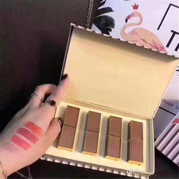 2018 Famous Brand Tom Lip Makeup Set Christmas Bow Matte Lipstick 4 Colors Matte Lipstick 4pcs/set Free Shipping