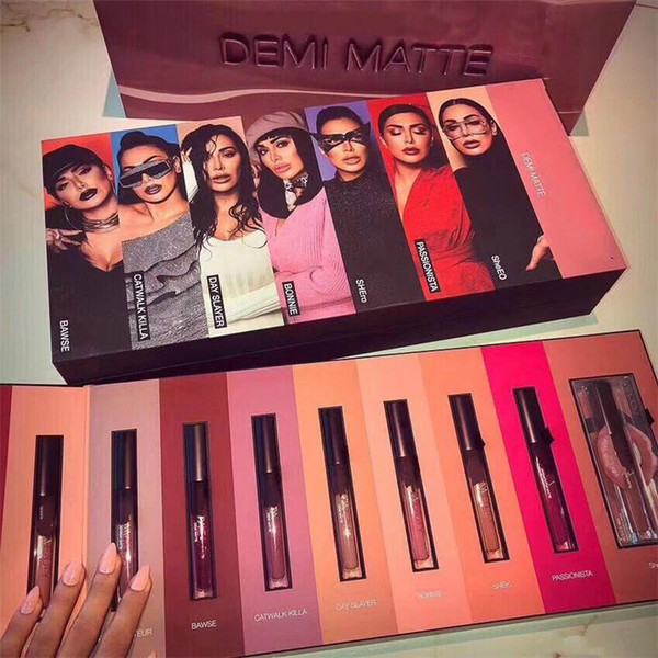 IN STOCK!!New Makeup Brand Beauty DEMI Matte Lipstick 15pcs/set Liquid matte 15colors Lip Gloss high quality Gift DHL shipping