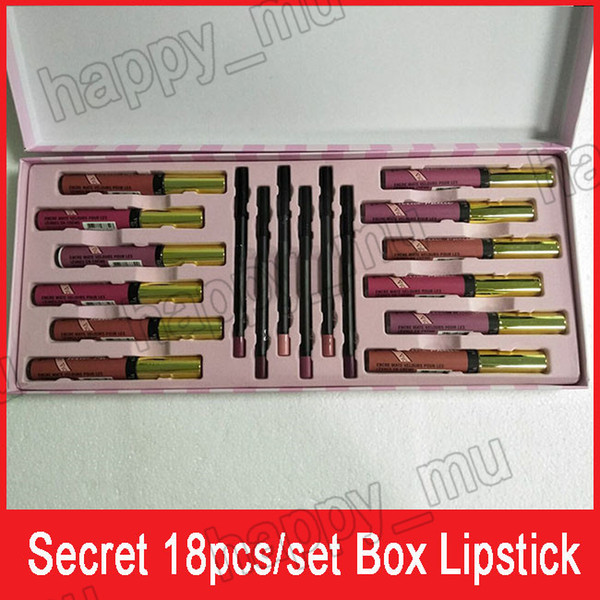 Secret Makeup Velvet Matte lip gloss set box 12pcs lipgloss liquid lipstick + 6pcs lipgloss liquid lipstick dhl free 711