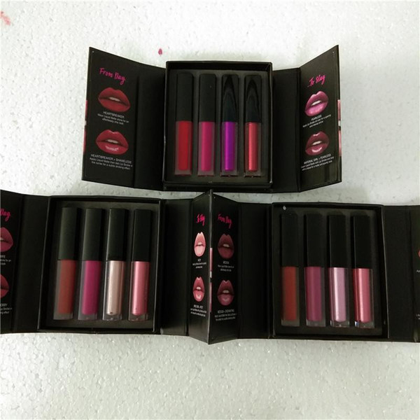 Newest Beauty Lipgloss Mini strobe set with 4 lipstick Demi Matte Liquid Lipstick Lip Cosmetics Lip set