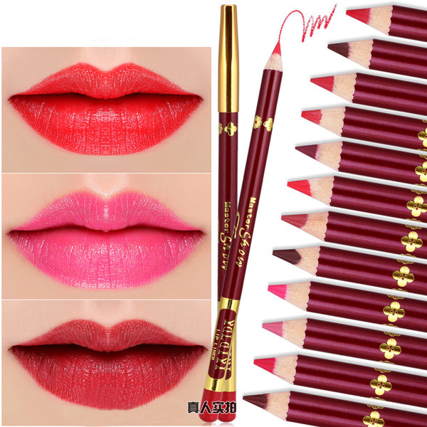 Lip Pencils 12 colors Eyeliner women Makeup Cosmetic lipstick pen Eyebrowse Pen Liner Eyebrow Pencil Brush Tool Eye Shadow