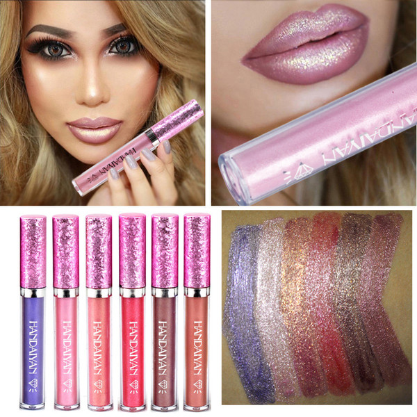 HANDAIYAN Hot Sexy metal Lips Gloss And Matte Lipstick Waterproof Matte Liquid Lipstick Cosmetic Beauty Lips makeup