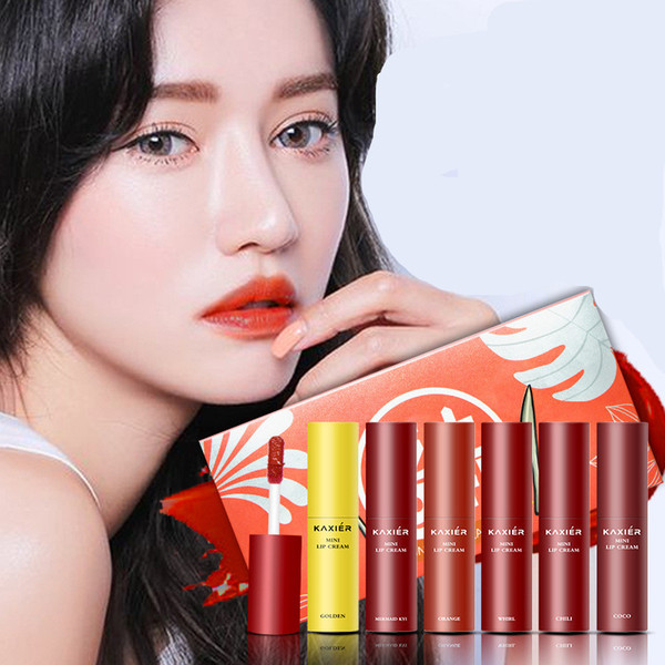 KAXIER Brand 6 colors Makeup Liquid Lipstick Set Waterproof Long Lasting High Pigments Sexy Dark Red Matte Lip Gloss Cosmetics