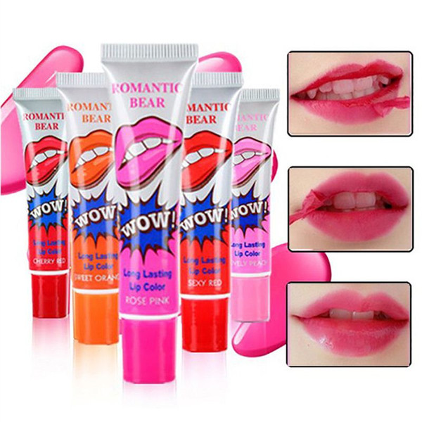 6 Colors Cute Magic Lip Gloss Waterproof Long Lasting Peel Off Mask Tattoo Lipstick Makeup Set Beauty for Girl Free shipping