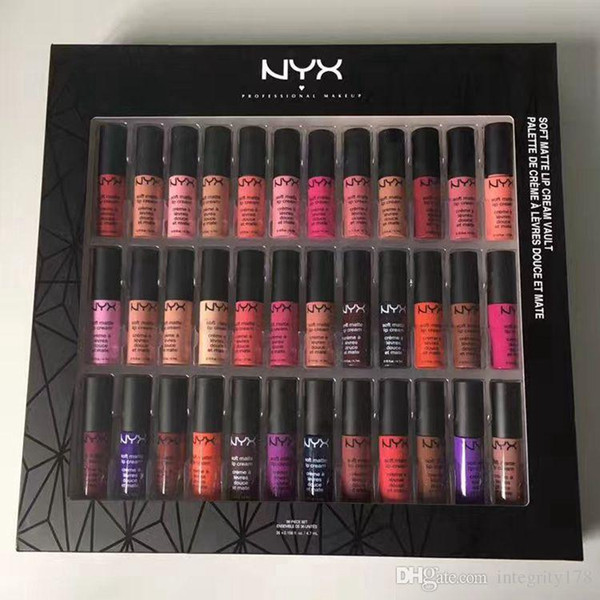 NYX Soft Matte Lip Cream Lipstick Lip Gloss Matte No Fading Soft Velvet Lip Makeup 36 colors/Set Free Shipping