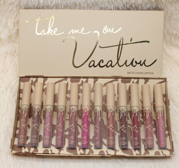 Dropshipping HOT new makeup Jenner Cosmetics vacation edition Take Me On Vacation 12pcs / box matte liquid lipstick set