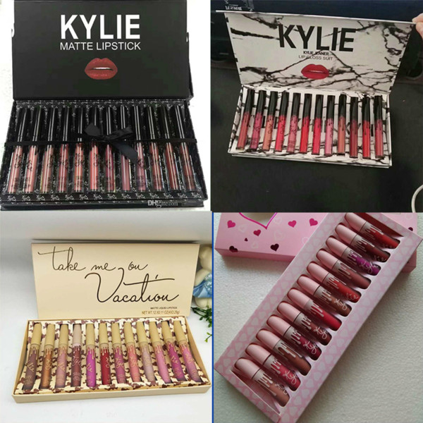 2019 HOT kylie 12pcs Lipgloss Lip Gloss Set kyshadow storm Matte Liquid Lipsticks Cosmetics fall & pink & brithday & take me on