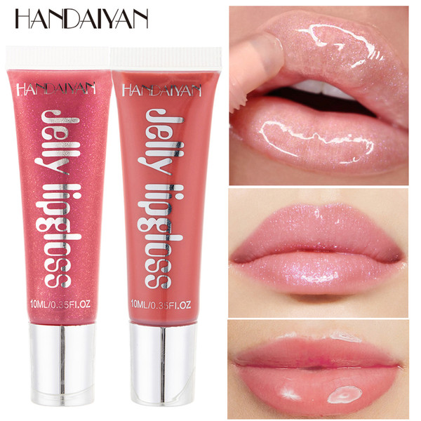 Dropshipping HANDAIYAN Jelly Lip Gloss Moisturizing Shiny glitter liquid lipstick clear lipgloss beauty Cosmetics lip tint Make Up Tool