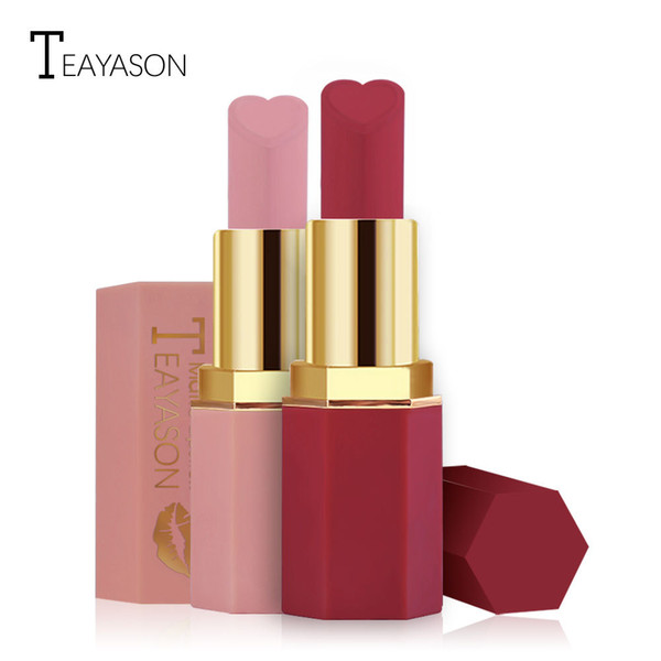 Matte matte lipstick rose bean color grapefruit red long-lasting plum color bite lip makeup heart-shaped hexagonal lipstick