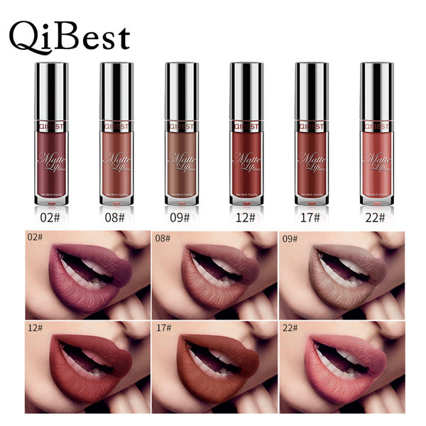 QIBEST24 color non-stick cup matte lip gloss nude color lasting easy to discolor lipstick lipstick bite lip makeup