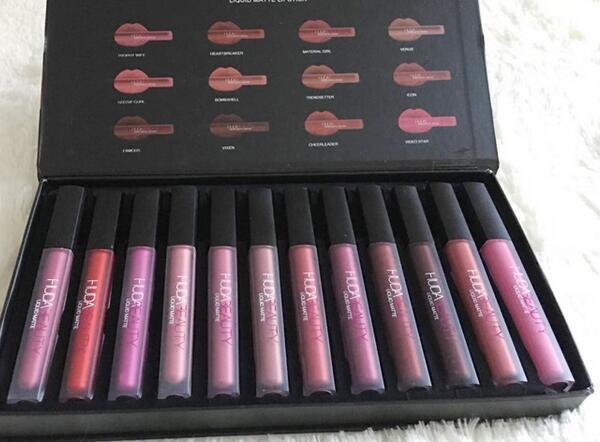 2018 In STOCK Hotsale Beauty cosmetic Liquid Matte Lipgloss makeup Long Lasting Waterproof Liquid Lipsticks cosmetic 12 Color Set free