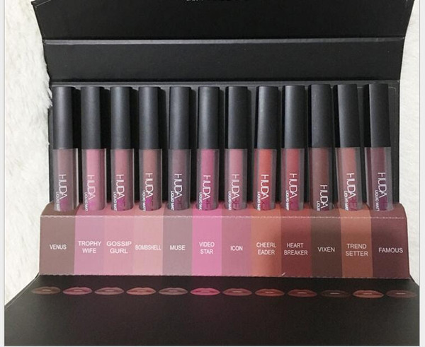 In STOCK Hotsale Beauty cosmetic Liquid Matte Lipgloss makeup Long Lasting Waterproof Liquid Lipsticks cosmetic 12 Color Set free