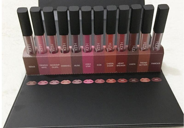 In STOCK Hotsale Beauty cosmetic Liquid Matte Lipgloss makeup Long Lasting Waterproof Liquid Lipsticks cosmetic 12 Color Set free DHL