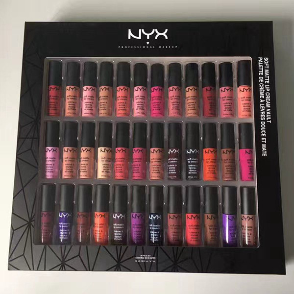 NYX SOFT MATTE LIP CREAM 36PCS NYX Lipstick Lip Gloss Matte No Fading Soft Velvet Lip Makeup 36 colors set