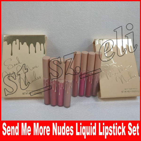 New Makeup Lip Makeup Send Me More Nudes Matte Velvet Liquid Lipstick 1 Set = 4 Pieces