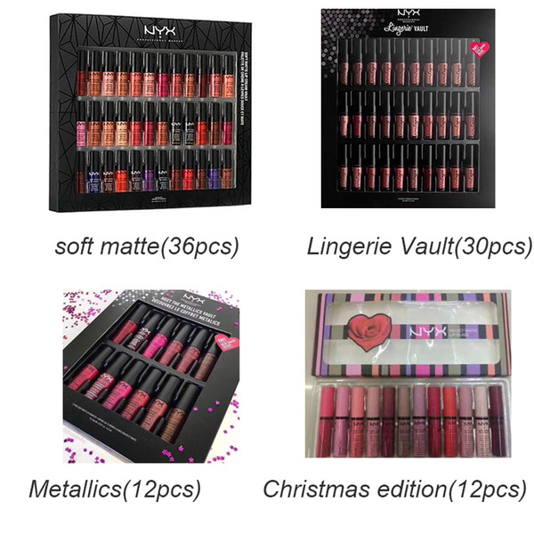 Dropshipping NYX SOFT MATTE LIP CREAM 36pcs Lingerie Vault 30pcs Meet the Metallics 12pcs Matte Liquid Lipstick