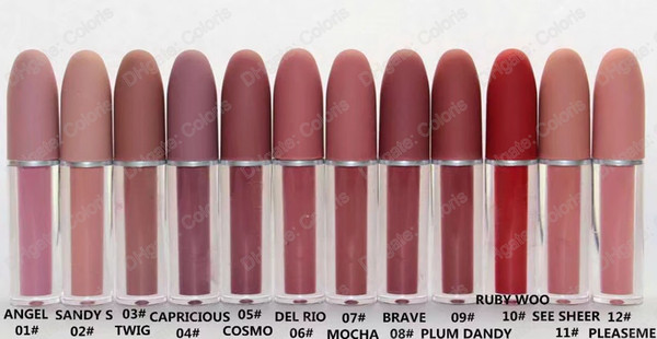 Lustre Lipgloss Retro Frosted Brand Lipgloss Glaze Lipgloss 12 Different Colors With English Name 4.5g 12Pcs