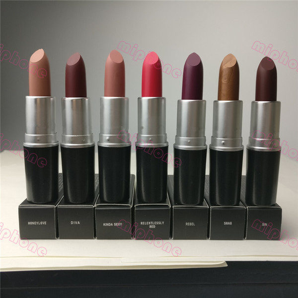 Top quality matte lipstick VELVET TEDDY ANGEL RUBY WOO HONEYLOVE MYTH DIVA MOCHA DARE YOU Luster Retro Lipsticks Sexy Lipsticks ePacket 1pcs