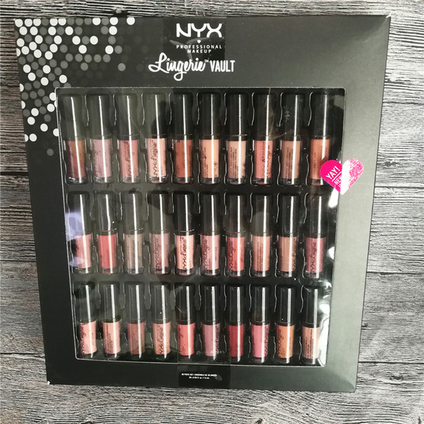 NYX Lingerie Vault SOFT MATTE Lip Stick LIP Gloss 30PCS Set Sofe Velvet Lip Makeup 30 colors set Meet The Metallics Vault