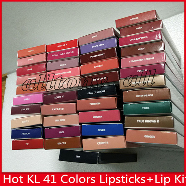 IN STOCK!!! Hot KL Lips cosmetics Lip Kit by jenner matte Lip gloss 40 colors matte liquid lipstick & lip liner