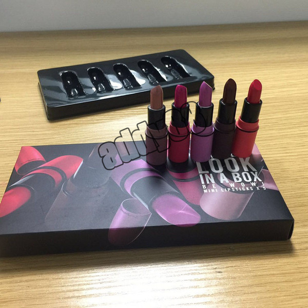 hot lip Makeup LOOK IN A BOX Lipsticks 2 styles Nude Lipsticks 5pcs in a set Lip Matte Lipstick 10 colors 5pcs/set