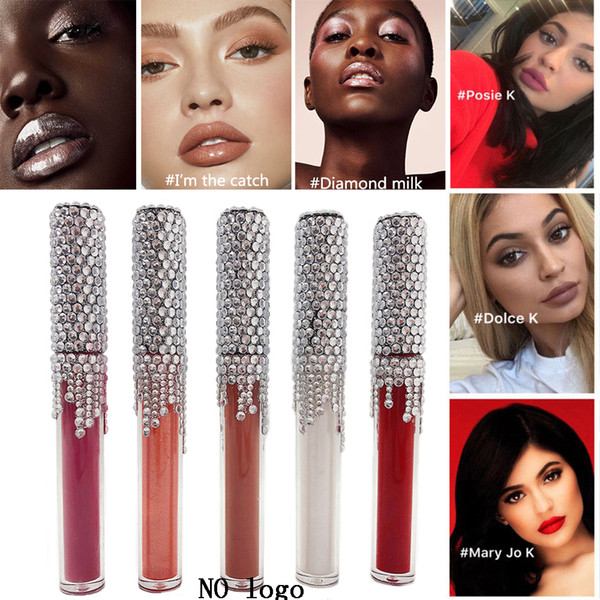 2019 Newest 5 Colors Liquid Lipstick Diamond lip gloss SET Matte Lip Gloss Lip stick Red Velvet Cosmetics Lips Makeup without logo