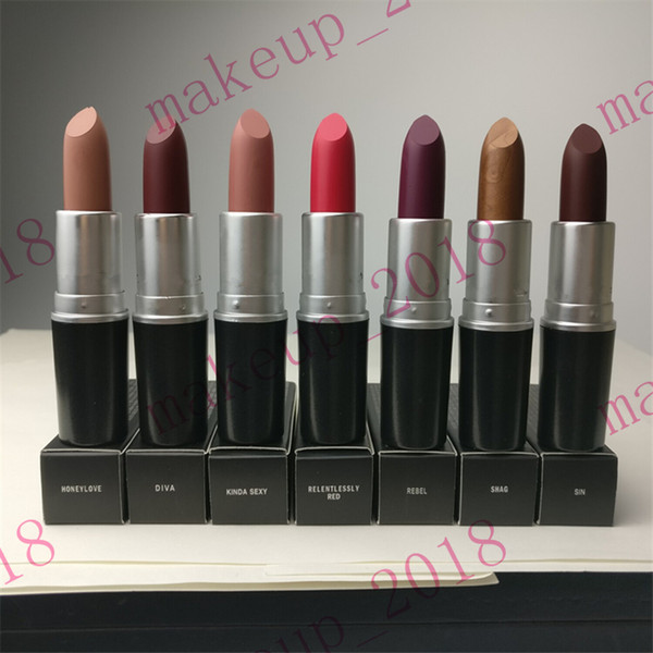 Top quality Matte lipstick 3g VELVET TEDDY DIVA RUBY WOO KINDA SEXY PLEASE ME HONEY LOVE REBEL CHILI MARRAKESH MYTH 41 color 1pcs ePacket