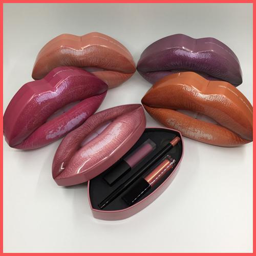 Free Shipping by ePacket Newest 4 colors Beauty 3in1 Lip Contour + Matte Liquid Lipstick + Strobe Lip Gloss Set With Retail Box