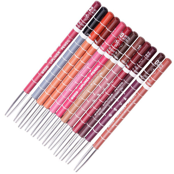 Wholesale- 12pcs Women's Professional Makeup Lipliner Waterproof Lip Liner Pencil Set JAN18