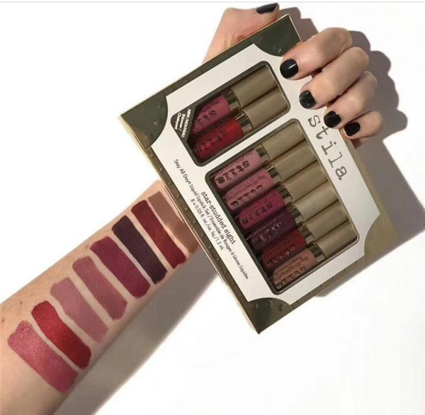 hot 8 color stila Lipstick lip Kit liquid lipstick matte 6+2 Colors free cosmetics DHL free shipping