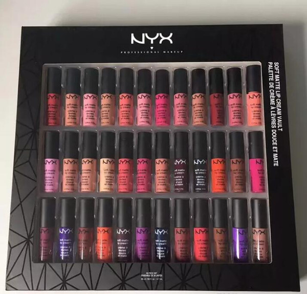 NYX SOFT MATTE LIP CREAM 36PCS NYX Lipstick Lip Gloss Matte No Fading Soft Velvet Lip Makeup 36 colors set