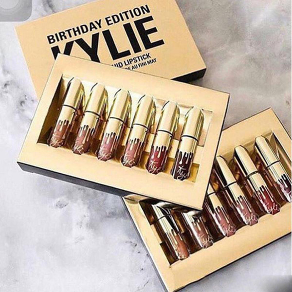 Lipstick Lip Makeup 6Pcs/Lot Matte Lipsticks Does Not Faded Beauty Glazed Liquid Lip Gloss Moisturizer Birthday Edition