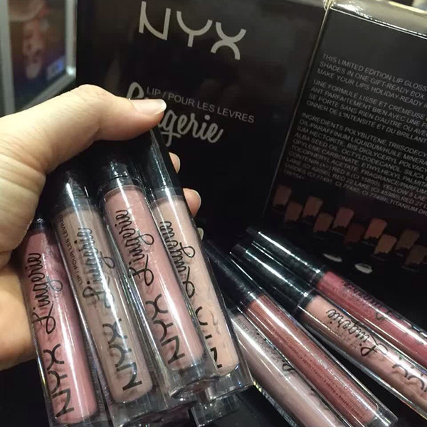 NYX Lip Lingerie Liquid Matte Lip Cream Lipstick 12 Colors Charming Long-lasting Brand Makeup Lipsticks Lip Gloss Free Shipping