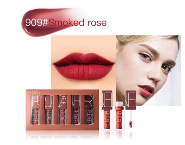 Pudaier brand 5 colors matte liquid lipstick set nude brown chocolate rose lipstick kit lip gloss matte lips waterproof