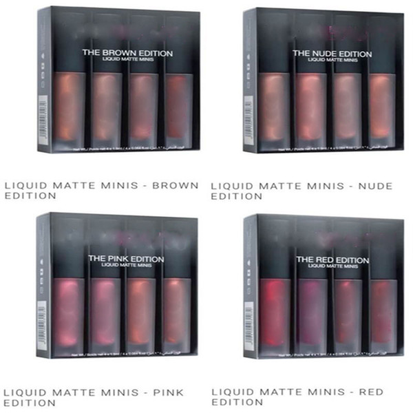 Liquid Lipstick Kit The Red Nude Brown Pink Edition Mini Liquid Matte Lipstick 4pcs/set ( 4 x 1.9ml )