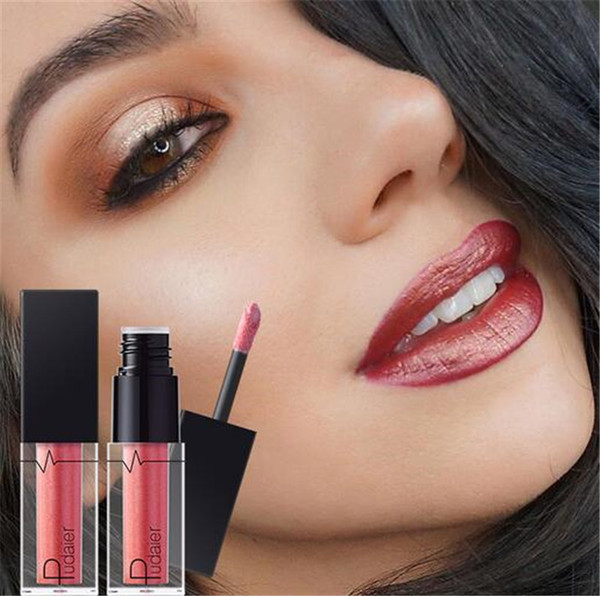 24 Colors Pudaier Sexy Beauty Long Lasting glitter lipstick Gloss matte Liquid Magic Colors Shimmer Lipstick free shipping