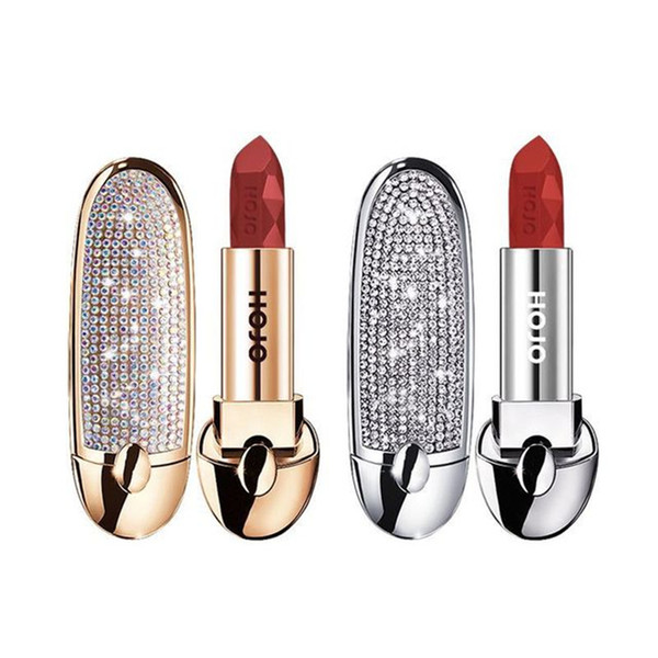 HOJO Hot Lipstick Diamond Shine Shape Sexy Luster Beauty Makeup Lipsticks 6g 8 colors with Mirror