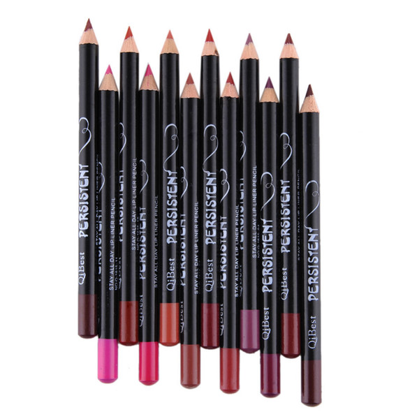 Wholesale- New 12colors Professional Waterproof Long-lasting Lip Liner Pencil Set Sexy Lipliner Pen Lips Cosmetic Kit Lip Makeup Tools