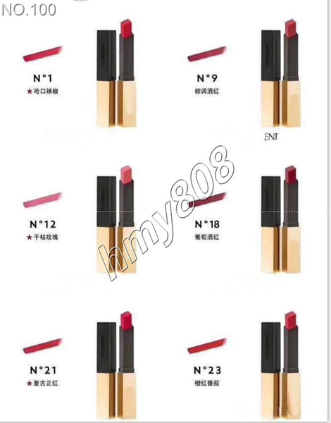 Factory Direct Free Shipping Famous Y brand The Slim Rouge Leather MC Matte Lipstick Colors number N1 N9 N12 N18 N21 N23 N5